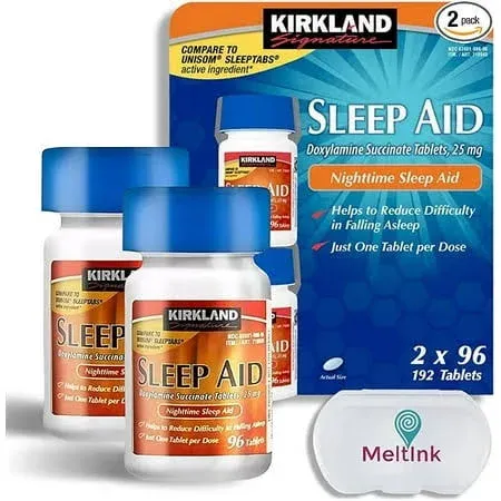 Kirkland Signature Gluten-Free Doxylamine Succinate Sleep Aid Tablets for Sleep Support, 25mg, 192 Count