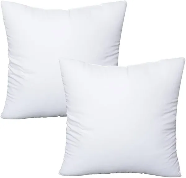 Throw Pillows Insert Set of 2, with 100% Cotton Cover, Bed and Couch - Indoor Hotel Decorative Pillows, 12x12 in White Pillows Inserts