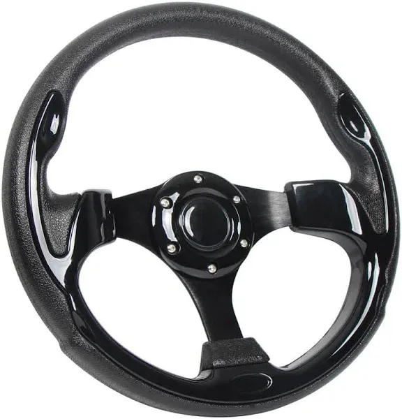 Universal EZGO Steering Wheel with Black Aluminum Frame Golf Cart Steering Wheel Fit for Yamaha Club Car DS and Precedent Steering Wheel