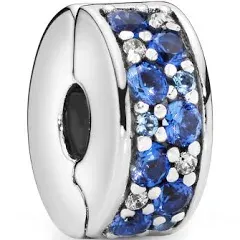 Pandora Blue Pavé Clip Charm No Other Material / Sterling silver / Mixed stone