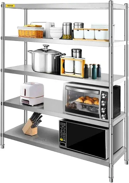 VEVOR 5 Tier Adjustable Stainless Steel Shelving