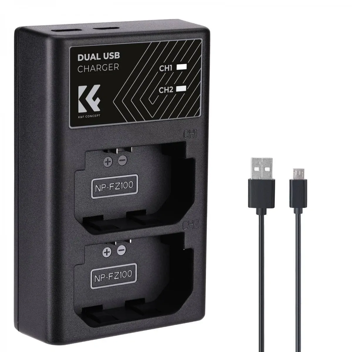 K&amp;F Concept NP-FZ100 Battery Charger Dual Slot Quick Charger for Sony a6600 A9