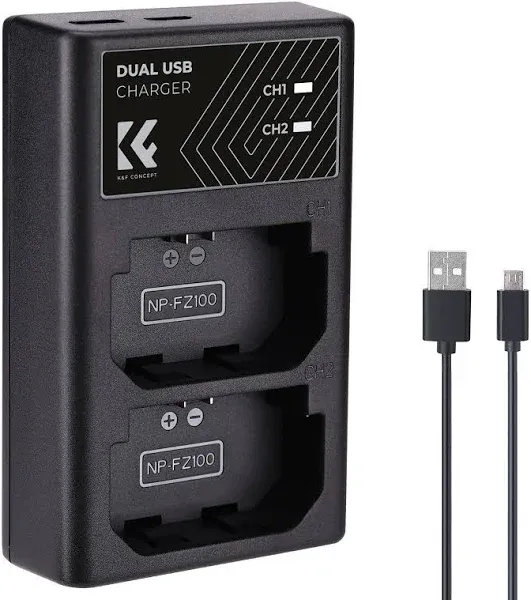 K&amp;F Concept NP-FZ100 Battery Charger Set with 10x Cleaning Cloths for Sony Alpha