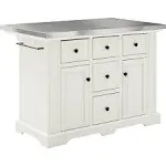 Crosley Julia Stainless Steel Top Kitchen Island, White