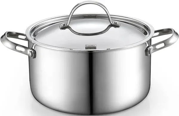 Cooks Standard 6-Quart Multi-Ply Clad Stainless Steel Stock Pot with Lid