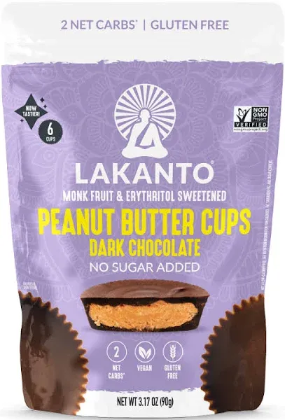 Lakanto No Sugar Added Dark Chocolate Peanut Butter Cups 3.17 oz