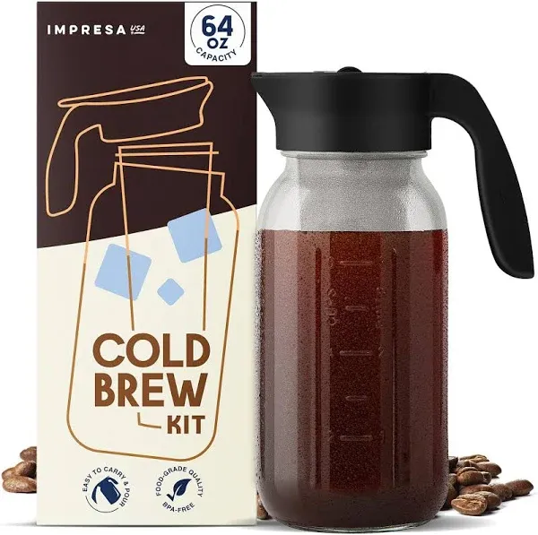 Impresa 64 oz Cold Brew Mason Jar Coffee Maker