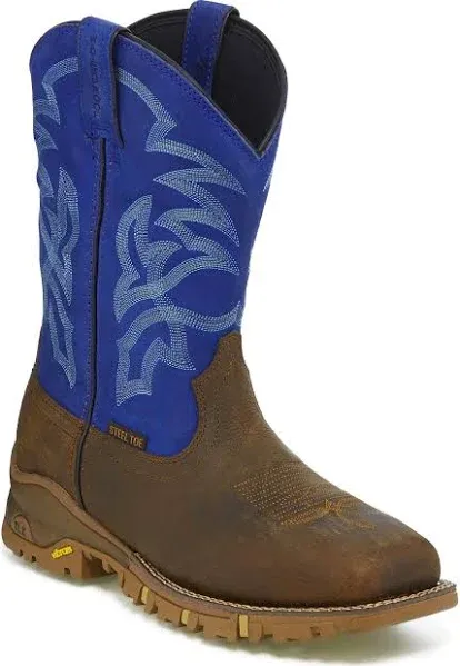 Tony Lama Men's Boots Roustabout Blue Steel Toe Waterproof