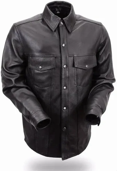 Milestone - Men's Leather Motorcycle Shirt Black / M