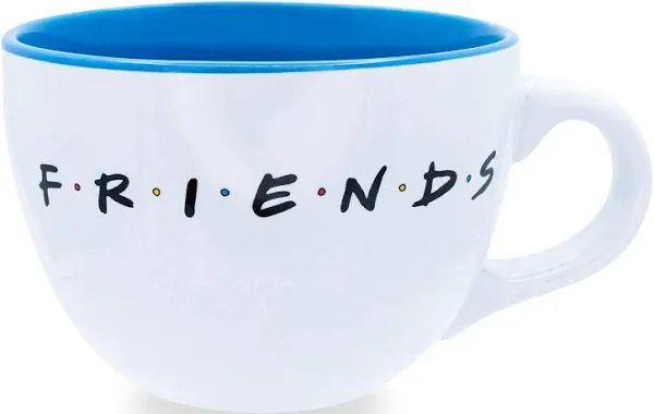 FRIENDS Logo Cup- 24 Ounce Coffee Mug White And Blue 