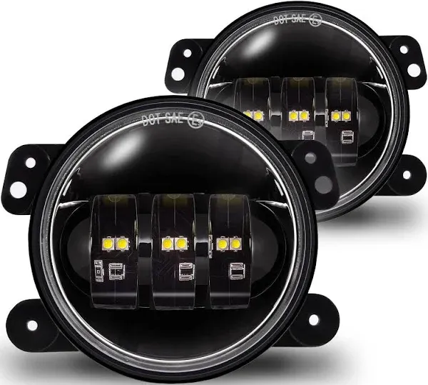 DOT Bumper 4&#034; Round LED Fog Lights Driving Lamps For Jeep Wrangler 2007-17 Pair