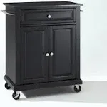 Crosley Solid Black Granite Top Portable Kitchen Cart/Island Black