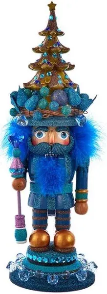 Kurt Adler Hollywood Nutcracker - Blue Christmas Nutcracker With Tree 18&#034; HA0694