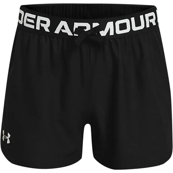 Under Armour Girls&#039; Youth Large Black UA Play Up Solid Shorts BLACK UA WHITE NEW