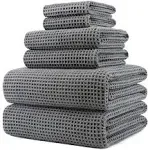  Oversize, 60 x 30 in., Quick Dry Lint Free Microfiber Bath Towel Set, 6 Gray