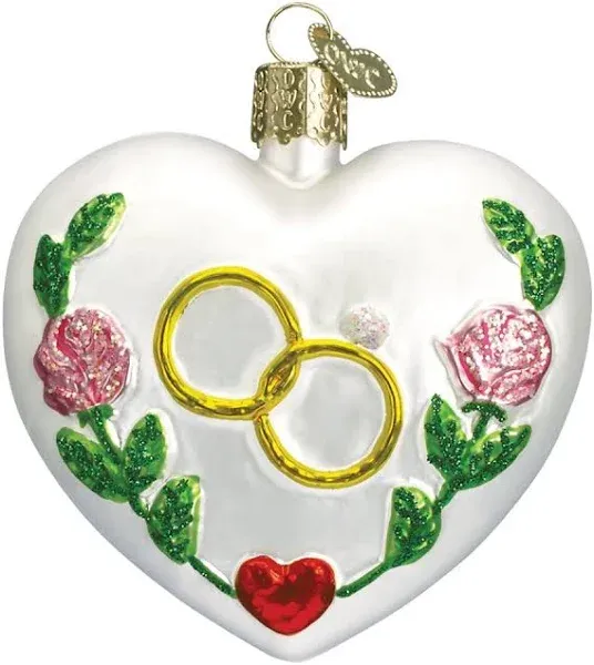 Old World Christmas Wedding Heart Glass Ornament