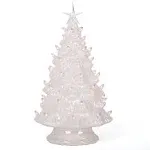 Milltown Merchants Pearl White Ceramic Christmas Tree - 15.5 inch Large, White Lights, Beige