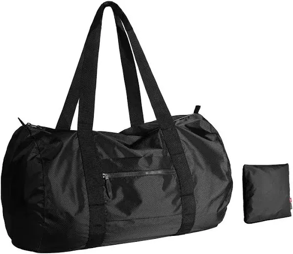 pack all Lightweight Travel Duffel Bag, Water-Resistant Sports Gym Bag, 32L Foldable Weekender Bag for Fitness, Hiking and Camping (Black)