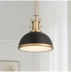 Possini Euro Design Posey Soft Gold Hanging Pendant Lighting 13" Wide Modern Black Dome Shade Fixture for Dining Room House Home Foyer Kitchen