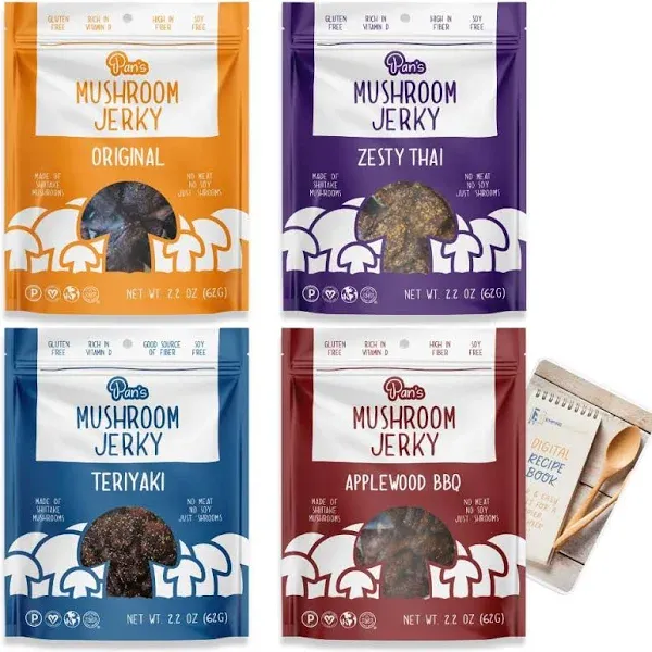 Pan's Mushroom Jerky Variety Pack of 4 Bundle