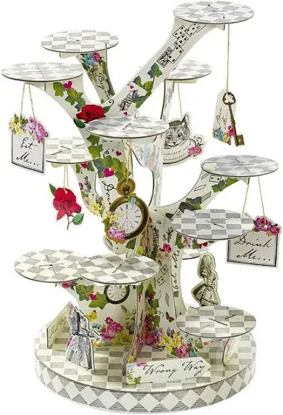 Talking Tables Alice in Wonderland Cake, Beautiful Mother's Day Party Decorations Reusable Table Centrepiece for Mad Hatter Afternoon Tea & Truly Alice Mad Hatter Cake Domes