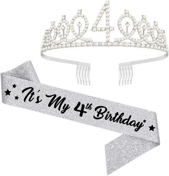 Meant2tobe 4th Birthday Sash and Tiara