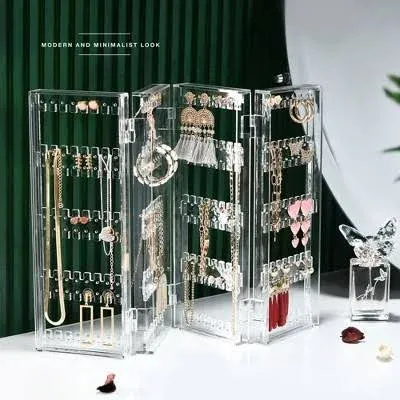 Jewelry Organizer - 6-Tier Earring Holder Rack for 140 Pairs - Clear Acrylic Necklace Holder - Foldable & Freestanding Jewelry Holder - Homeitusa