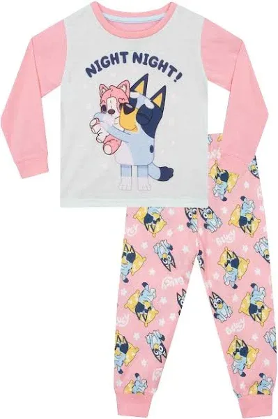 Bluey Girls Pajamas Night Night Long Sleeve Girls Sleepwear