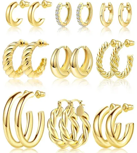 14K/18K Gold Plated Twisted Huggie Hoops