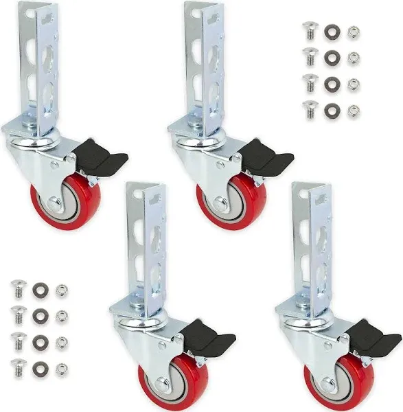 4pc - Storage Rack Caster Wheels (Adapts to Boltless Self Locking Shelving Racks) (3" (500 Max Total Capacity))