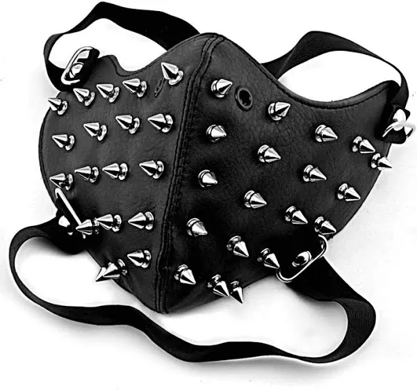 Metal Spike Hedgehog Punk Biker Mask Goth Rock Cosplay Masquerade Black