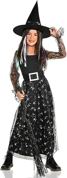 Amscan Cosmic Witch Halloween Costume for Kids Includes Dress with Attached Belt and Hat