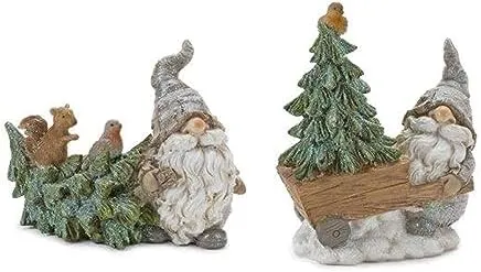 Melrose International Gnome with Woodland Animals (Set of 2)