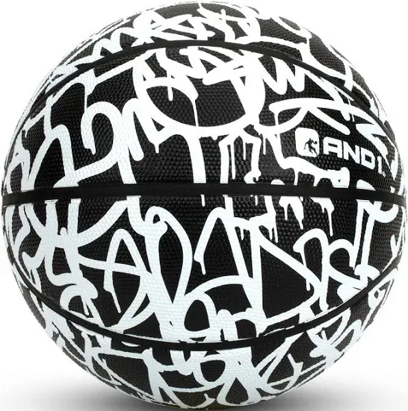 AND1 Fantom Graffiti Basketball: Official Regulation Size 7 (29.5 inches) Rubber Basketball - Deep Channel Construction Streetball, Made for Indoor Outdoor Basketball Games