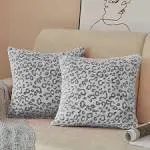 FY FIBER HOUSE Leopard Print Pillow Cover Flannel Fleece Throw Pillow Cases Covers for Couch Bed Sofa Set of 2, 18 x 18 Inch, Brown