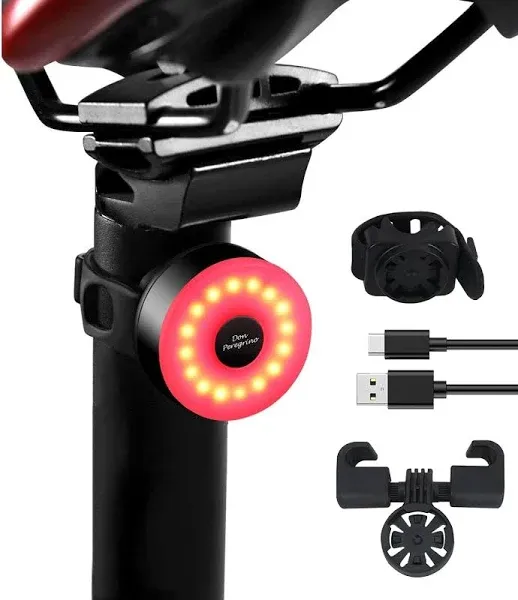 Rear Bike Light 90h Autonomy - Compact Size, IP65 Waterproof, USB C Rechargeable, Quick Release Mounts for Saddle & Seatpost, with 5 Steady Flash Modes, DON PEREGRINO M2 Bike Tail Light