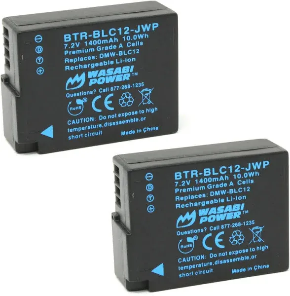 Wasabi Power Battery for Panasonic DMW-BLC12 (2-Pack, Fully Decoded)