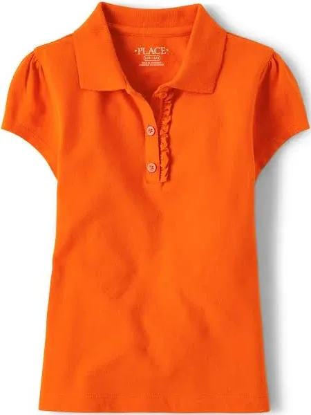 girls Short Sleeve Ruffle Pique Polo Shirt Flame Medium US