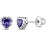 in Season Jewelry Cubic Zirconia Birthstone Heart Earrings February