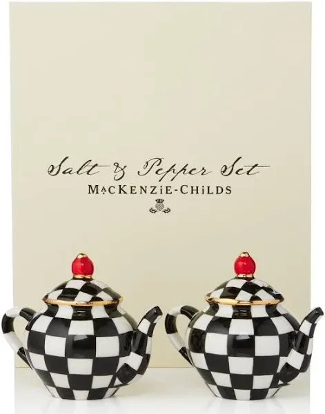 MacKenzie-Childs – Courtly Check Teapot Salt & Pepper Set - Wooden Duck Shoppe