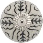 12-Pack Ceramic Kitchen Cabinet Knobs - Grey &amp; White Leaf | Decorative Pull H...