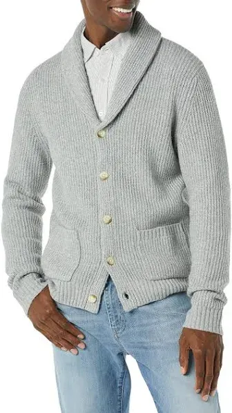 Men's Fashion Cardigan Sweater Long Sleeve Loose Casual with Button Shawl Collar Cardigan