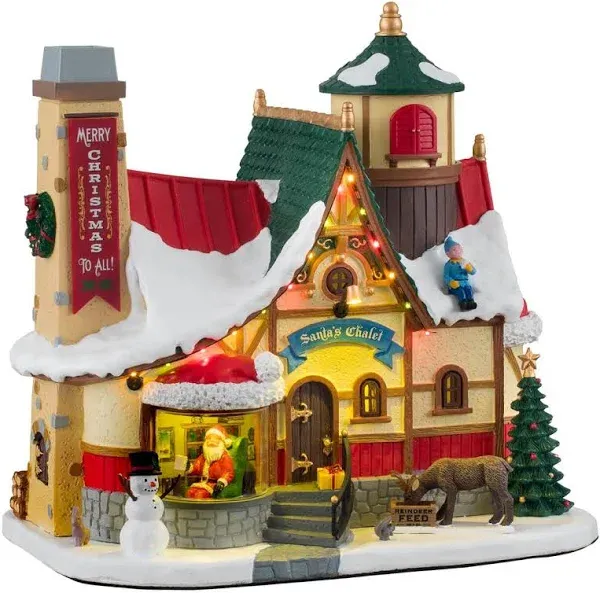 2021 LEMAX Christmas Village - SANTA&#039;S CHALET  Light-Up &amp; Smoke Effect