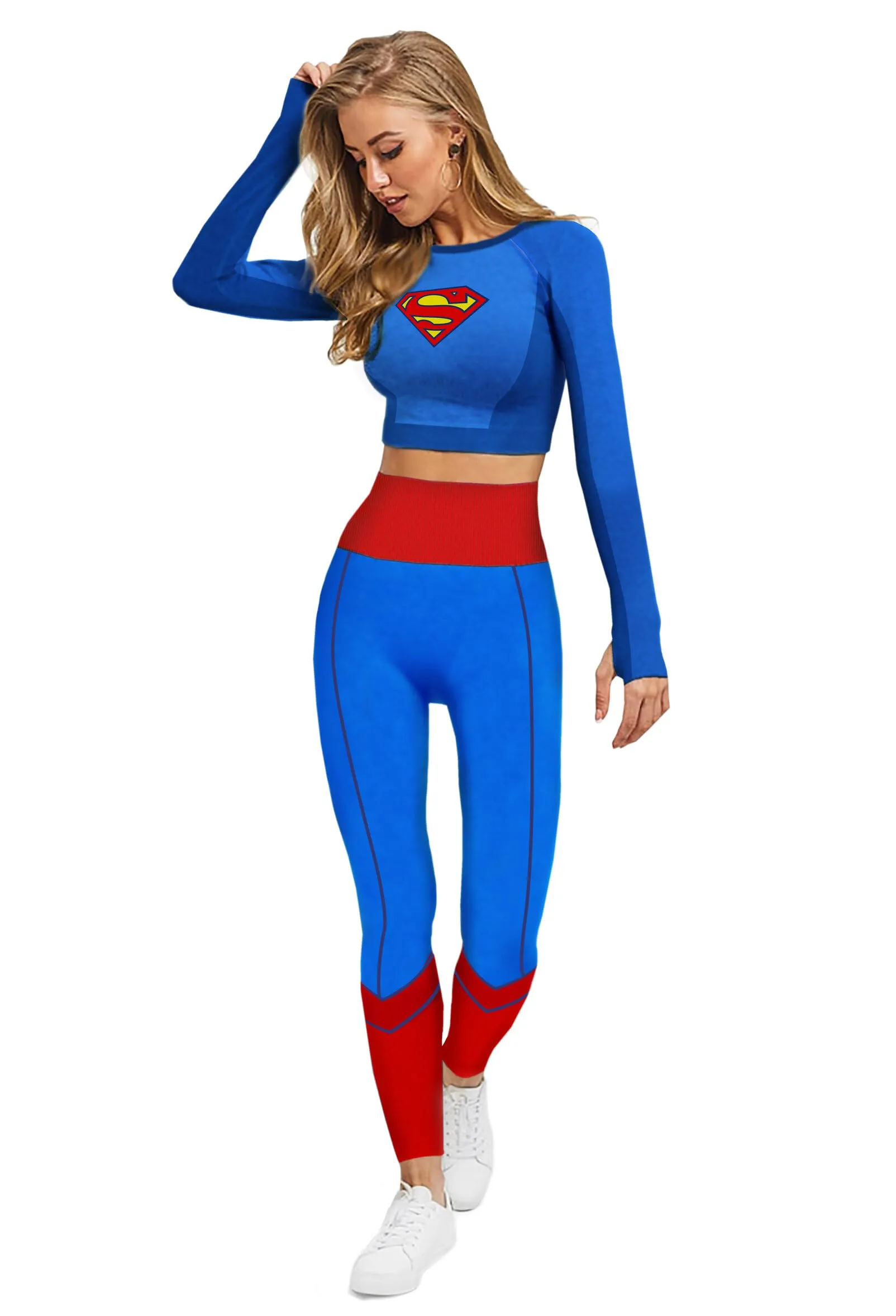 DC Comics Women's Cosplay Active Workout Outfits - Wonder Woman, Batgirl, Harley Quinn, Supergirl - 2 Piece Legging Sets