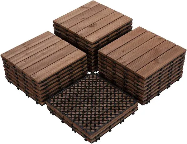 Yaheetech 27pcs Interlocking Wood Flooring Tiles for Patio Garden Deck