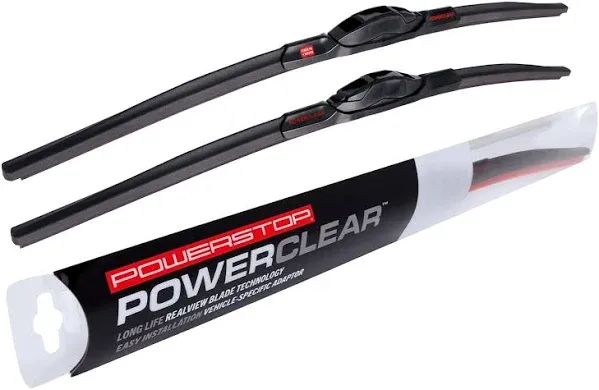 POWERSTOP PowerClear PCK-2221-1 Front 22" + 21" Windshield Wiper Blade Set J-Hook Type For Jeep Grand Cherokee, Toyota Tacoma, Dodge Durango, Nissan Pathfinder, Honda Pilot [Model Specific]