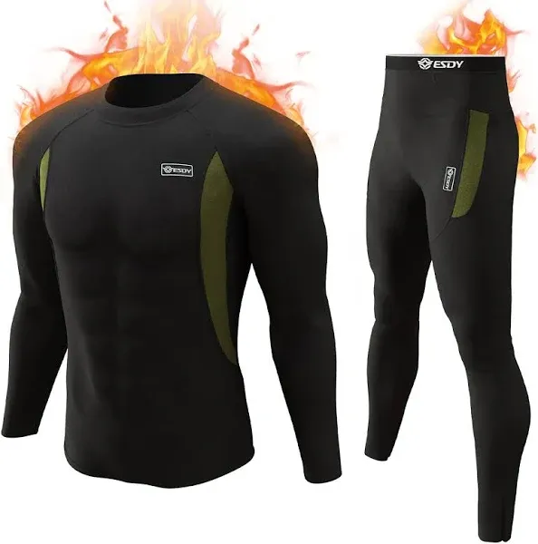 romision Thermal Underwear for Men Long Johns Fleece Lined Hunting Gear Bottom Top Set Base Layer for Cold Weather Gift