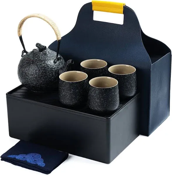 TEANAGOO Japanese Tea Set, Chinese Tea Sets, Japanese Teapot Set, Porcelain Asian Tea Set for Adults, Tea Sets for Women Tea Party, 1 Teapot (700ml/25oz) + 4 Tea Cups(205ml/7.2oz), Charcoal Grey, U2