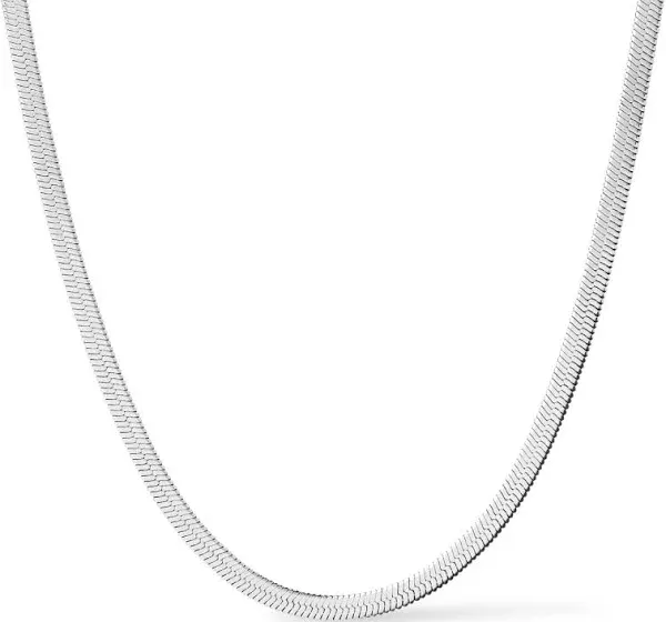 ANA Luisa Herringbone Chain Necklace Silver