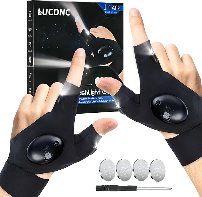 LED Flashlight Gloves Gifts for Men Christmas Stocking Stuffers for Adults Cool 